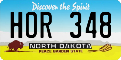ND license plate HOR348