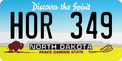 ND license plate HOR349