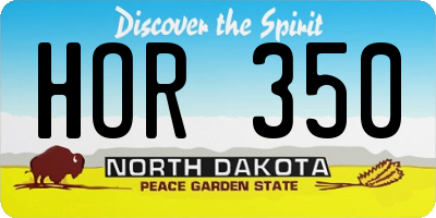 ND license plate HOR350