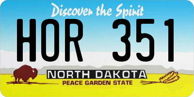 ND license plate HOR351