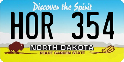 ND license plate HOR354