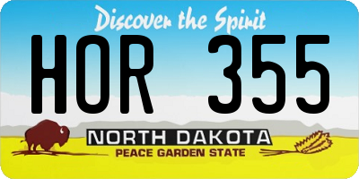 ND license plate HOR355
