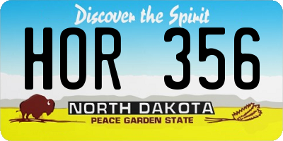 ND license plate HOR356