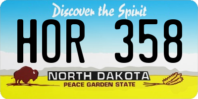 ND license plate HOR358
