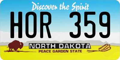 ND license plate HOR359