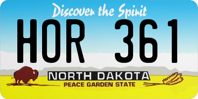 ND license plate HOR361
