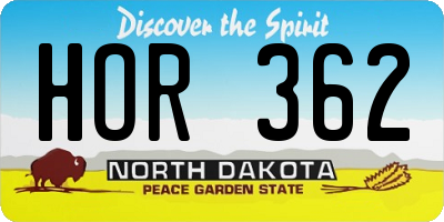 ND license plate HOR362