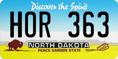 ND license plate HOR363