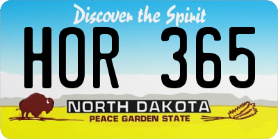 ND license plate HOR365