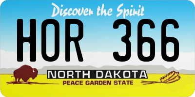 ND license plate HOR366