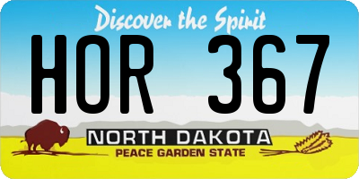 ND license plate HOR367