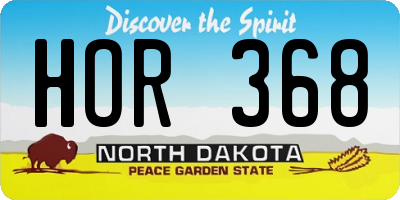 ND license plate HOR368