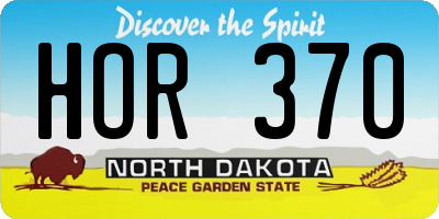 ND license plate HOR370