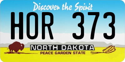 ND license plate HOR373