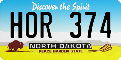 ND license plate HOR374