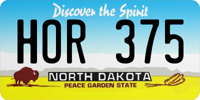 ND license plate HOR375