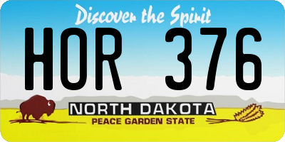 ND license plate HOR376