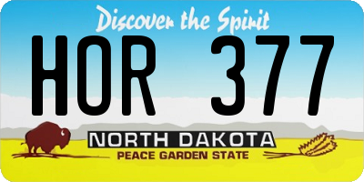 ND license plate HOR377