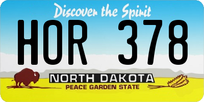 ND license plate HOR378