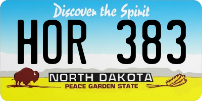 ND license plate HOR383