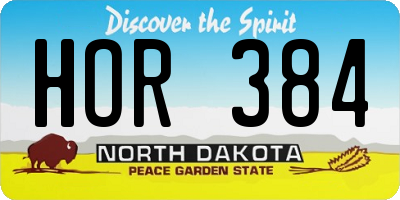 ND license plate HOR384