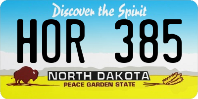 ND license plate HOR385