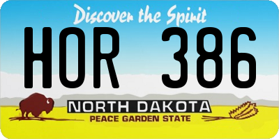 ND license plate HOR386