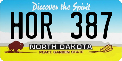 ND license plate HOR387