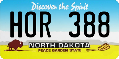 ND license plate HOR388