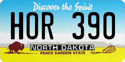 ND license plate HOR390
