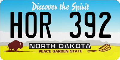 ND license plate HOR392