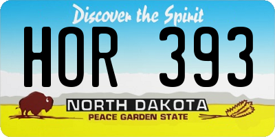 ND license plate HOR393