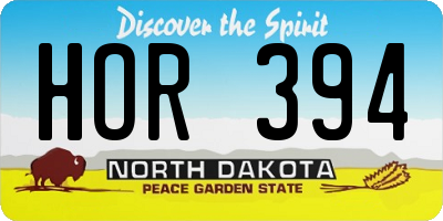 ND license plate HOR394