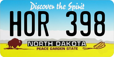 ND license plate HOR398