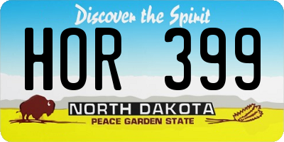 ND license plate HOR399