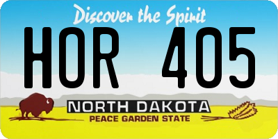 ND license plate HOR405