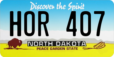 ND license plate HOR407