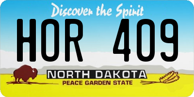 ND license plate HOR409