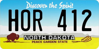 ND license plate HOR412
