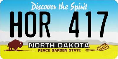 ND license plate HOR417