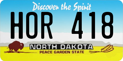 ND license plate HOR418