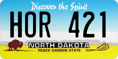 ND license plate HOR421