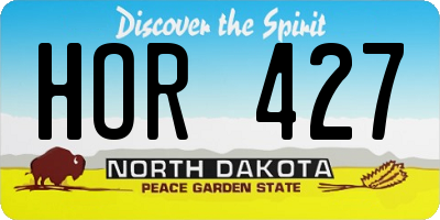ND license plate HOR427