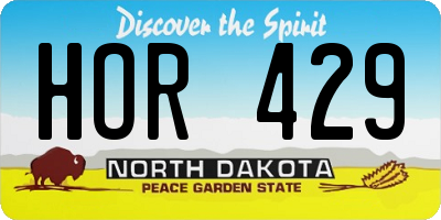ND license plate HOR429