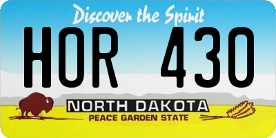 ND license plate HOR430