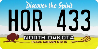 ND license plate HOR433