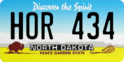 ND license plate HOR434