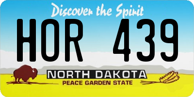 ND license plate HOR439