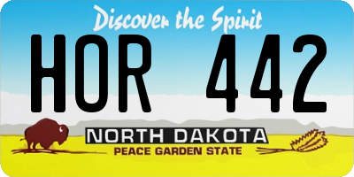 ND license plate HOR442