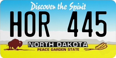 ND license plate HOR445